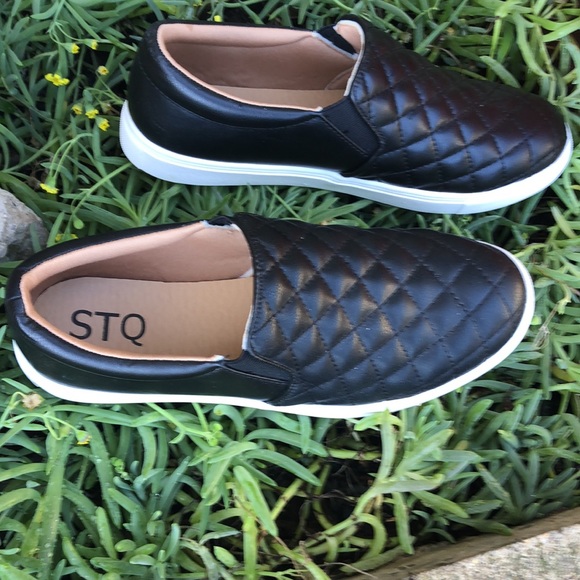STQ, Black , Low Top, Slip On, Synthetic Leather, Loafer, Fashion Sneaker, SZ 10 - Picture 3 of 6